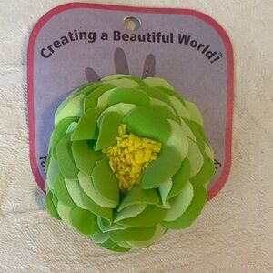 Lucuma Designs Green Flower Snap Hair Clip Barrette Fair Trade Handmade NEW
